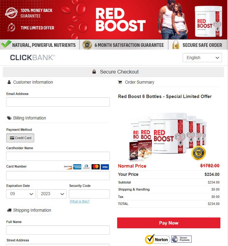 Red Boost Order Page
